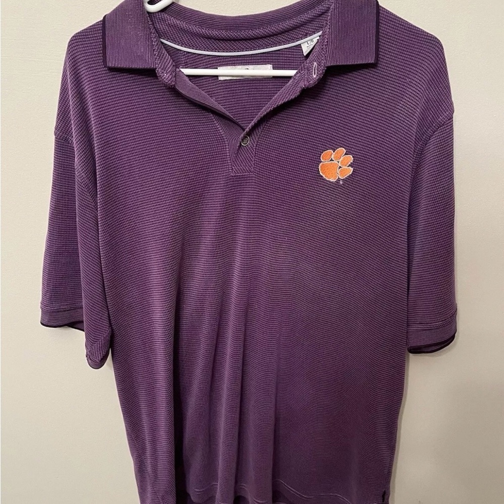 Clemson Tigers Men's Size Large Tommy Bahama All Square Core Polo Shirt Purple